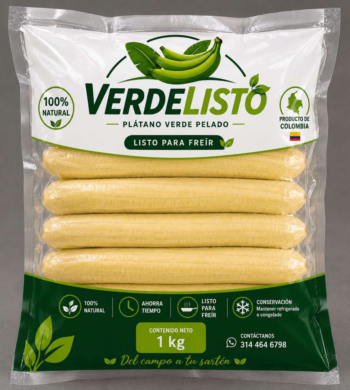 Plátano pelado refrigerado